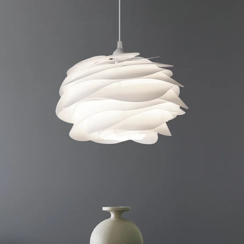 

Danish Designer White Rose Ceiling Pendant Light for Living Room Kitchen Island Romantic Restaurant Acrylic Petal Suspension