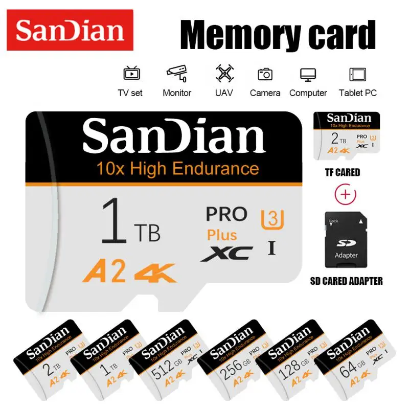 Micro Cartão de Memória de Alta Velocidade, Flash Card, TF, Cartão SD, 1TB, 2TB, Classe 10, Ajuste para Telefone, Câmera, Steam Deck, Original, Novo