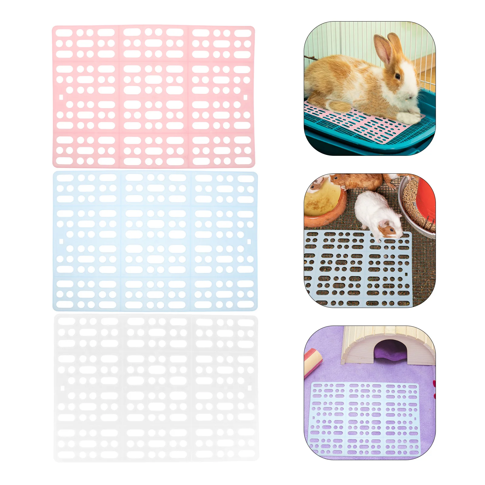 

3Pcs Plastic Rabbit Cage Flooring Mat Grid Design Pet Foot Resting Pad Small Animal 33.5x24cm Hamster Pad Cage Mat
