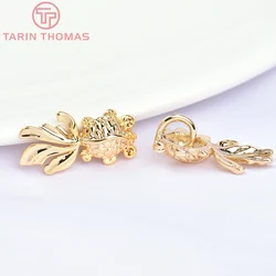 (503)10PCS 9x17MM 24K Gold Color Plated Brass Goldfish Charms Pendants High Quality Diy Jewelry Findings Accessories wholesale