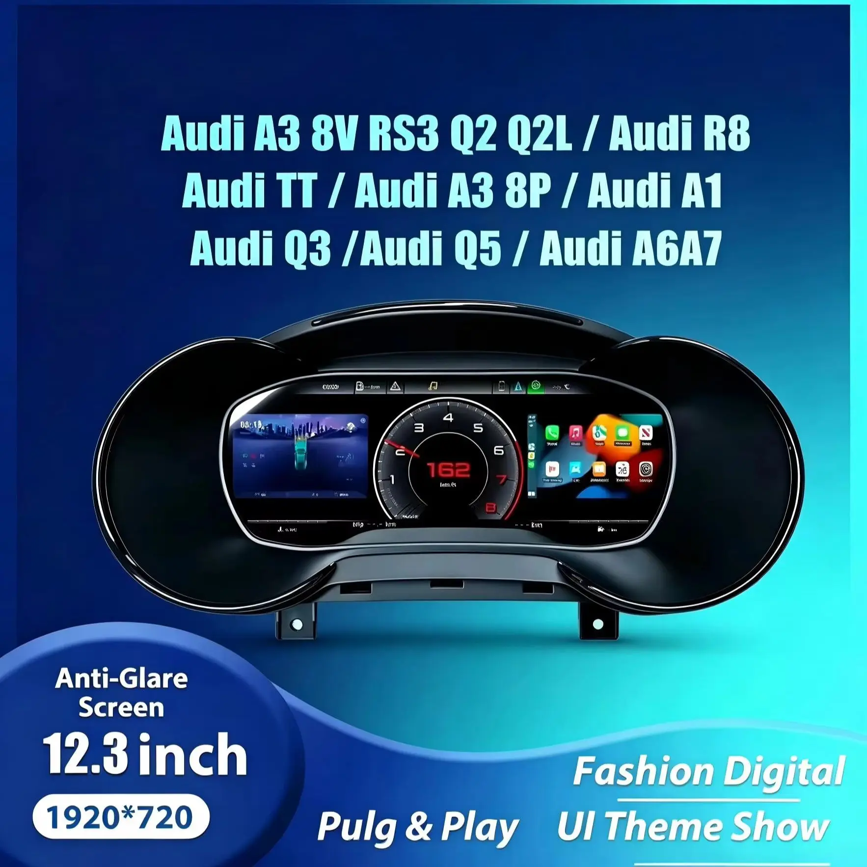 Cyfrowy wyświetlacz LCD na desce rozdzielczej do Audi TT A3 8V S3 Q2 Q2L A3 8P A1 S1 Q3 Q5 A6 A7 R8 Panel Wirtualnego Kokpitu Prędkościomierz (Audi A6A7 2012-2018) — Zdjęcie 2 z 2