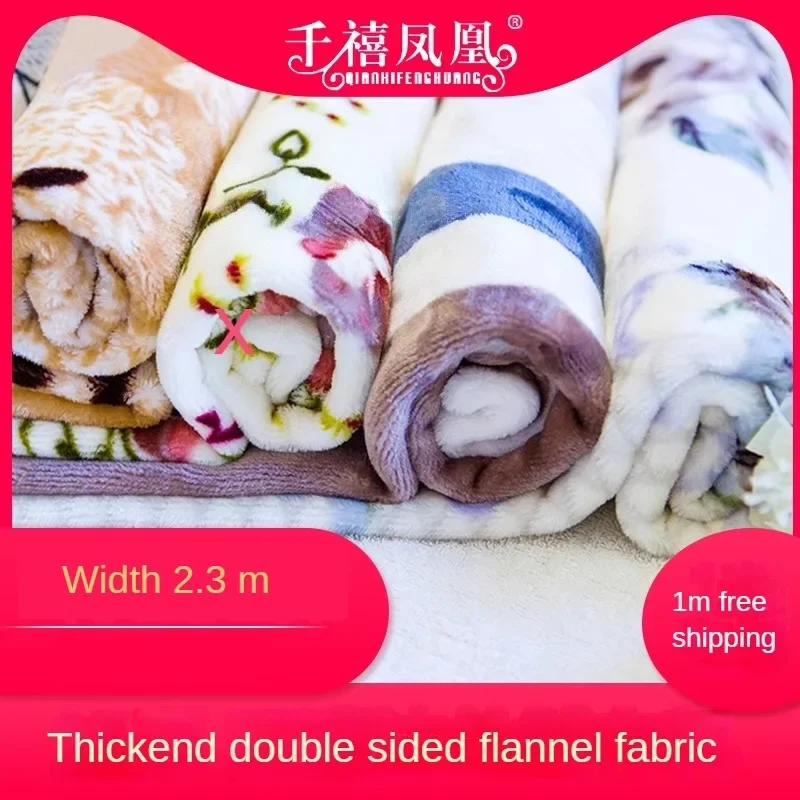 Thickend Flannel Fabric By The Meter for Sheets Blanket Clothes Pajamas Diy Sewing Coral Fleece Cloth Soft Warm Cartoon Printed