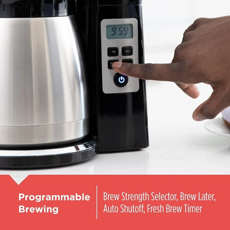 Caffettiera termica programmabile da 12 tazze con resistenza e tecnologia alla birra, nero/acciaio, CM2046S