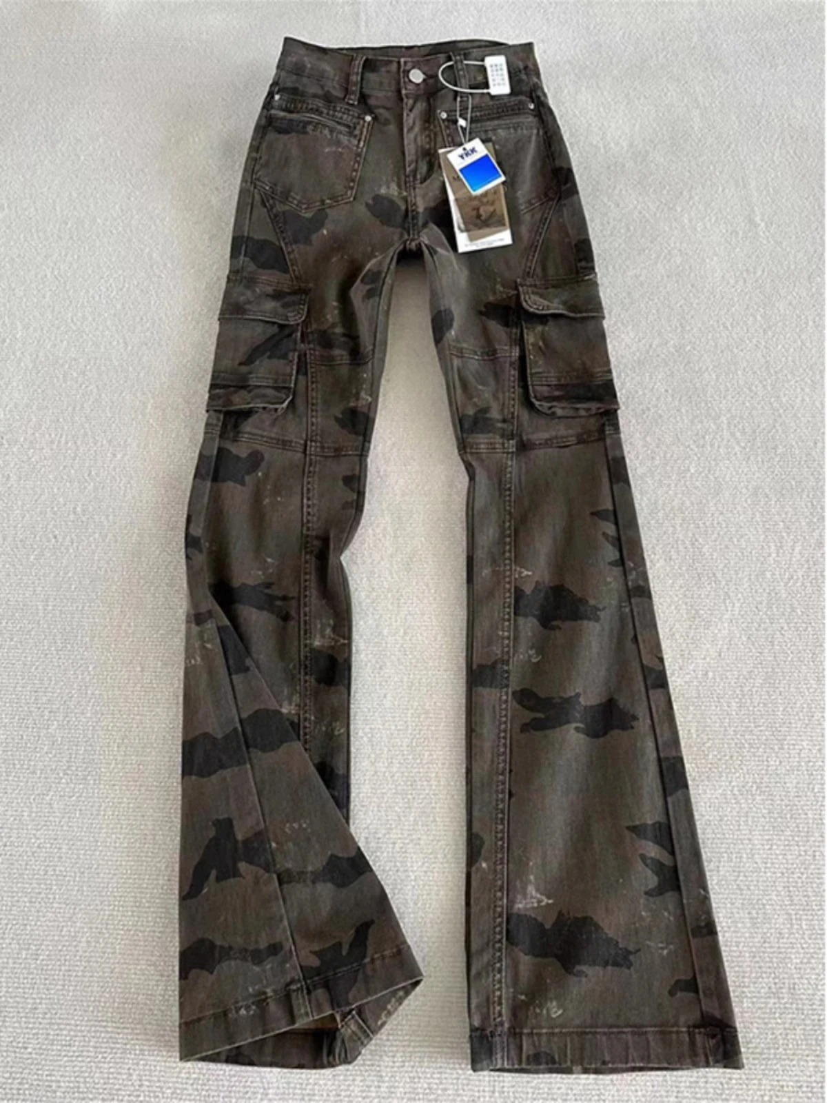 

Ретро-американские камуфляжные брюки-карго, мужские джинсы с узкими прямыми штанинами, новая весенняя модель, модный бренд, рабочая одежда, повседневные джинсы