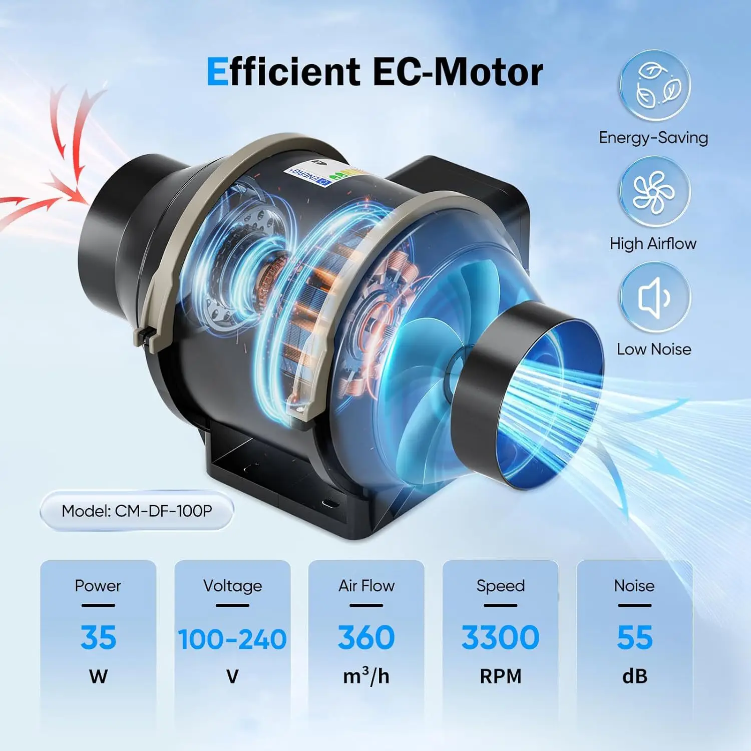 

6inch Mechanical Warm Shed Duct Fan Exhaust Fan 4-inch Rotary Knob Speed Control Pipeline Fan Carbon Canister Filter Sleeve