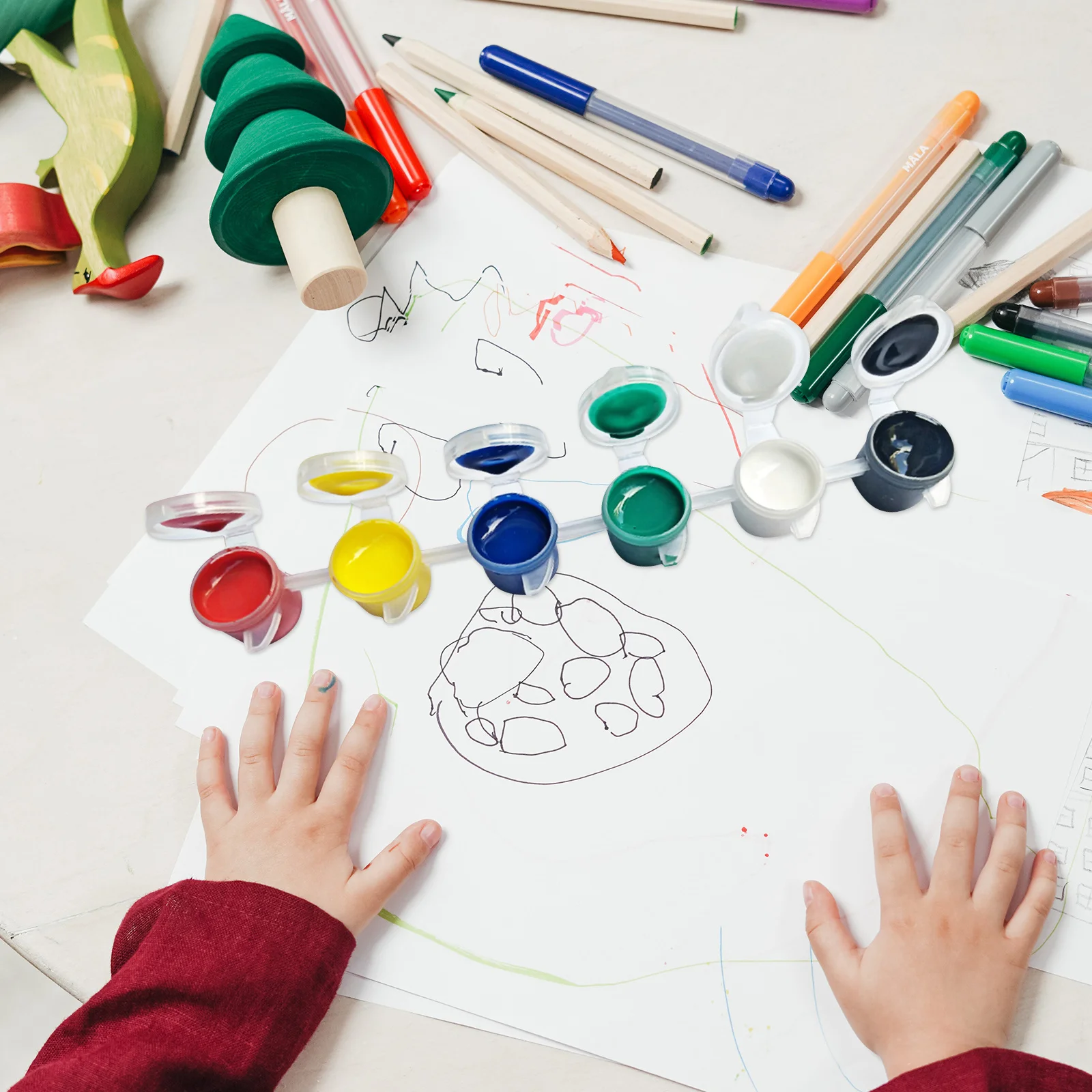 40 قطعة من شرائط الطلاء، حاويات تخزين من البولي إيثيلين، غطاء شفاف، صندوق أصباغ متين للوازم المدرسية، أكواب صبغات اللوحة