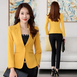 Blazers de alta calidad para Mujer, chaqueta de otoño para oficina, ropa Formal de negocios, traje pequeño, chaqueta con un solo botón, abrigo para Mujer