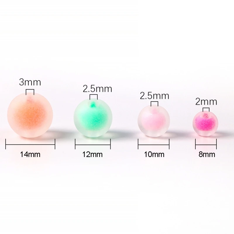 8-14mm Runde Acrylperlen Transparente Mattierte Bunte Zwischenperlen für DIY-Bastelarbeiten Ornamentherstellung Handgemachtes Zubehör – Detail 1