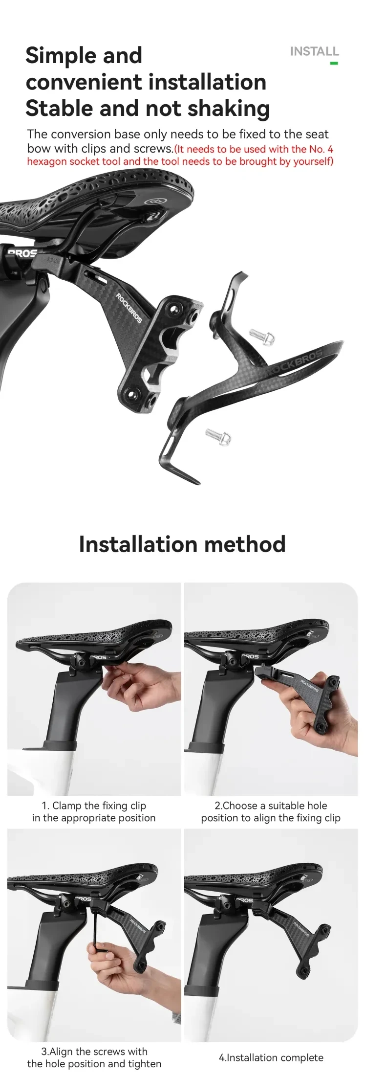 Fahrrad-Flaschenhalter-Adapter zur Verlängerung für Triathlon-, Rennrad- und MTB-Fahrräder – Flaschenhalterung zur Verlängerung des hinteren Sattels – Detail 5