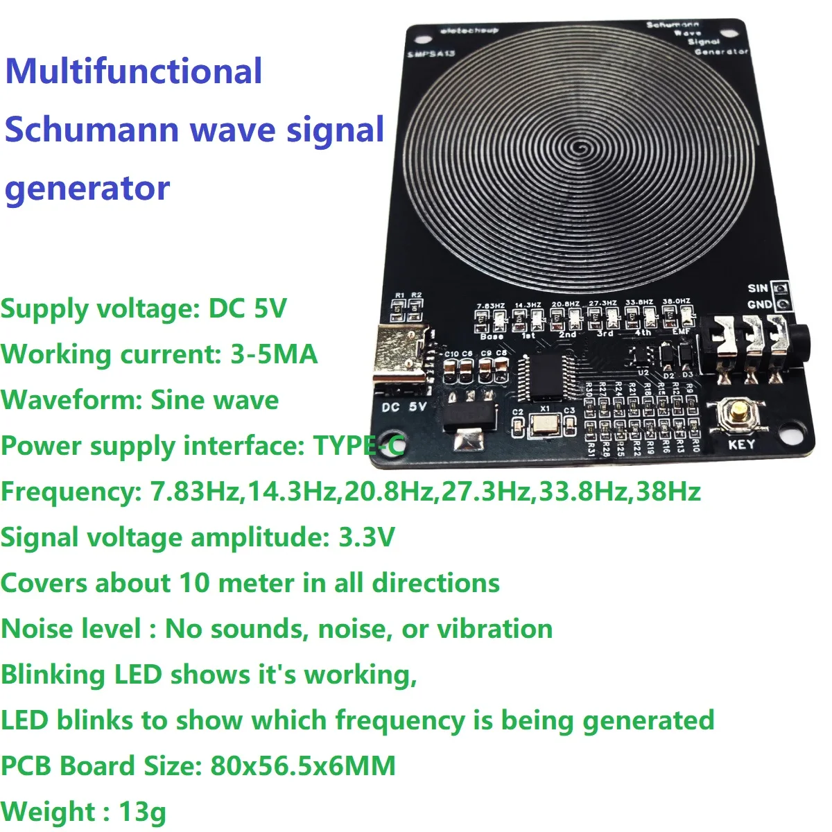 

7,83 14,3 20,8 27,3 33,8 38 Гц Цикл Шумана Резонанс Сердцебиение Земли Гармоник Скалярный генератор для психического здоровья Чистое сердце