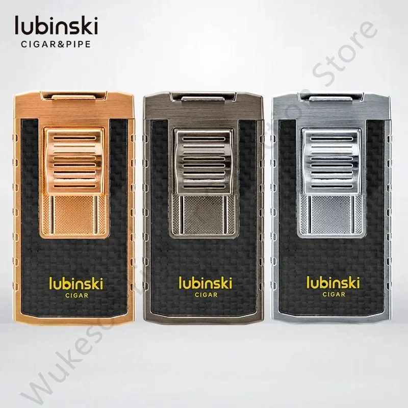 LUBINSKI Portable Outdoor Windproof Metal Double Fire Direct Spray Cigar Lighter For Men\'s Essential High End Gift Lighter