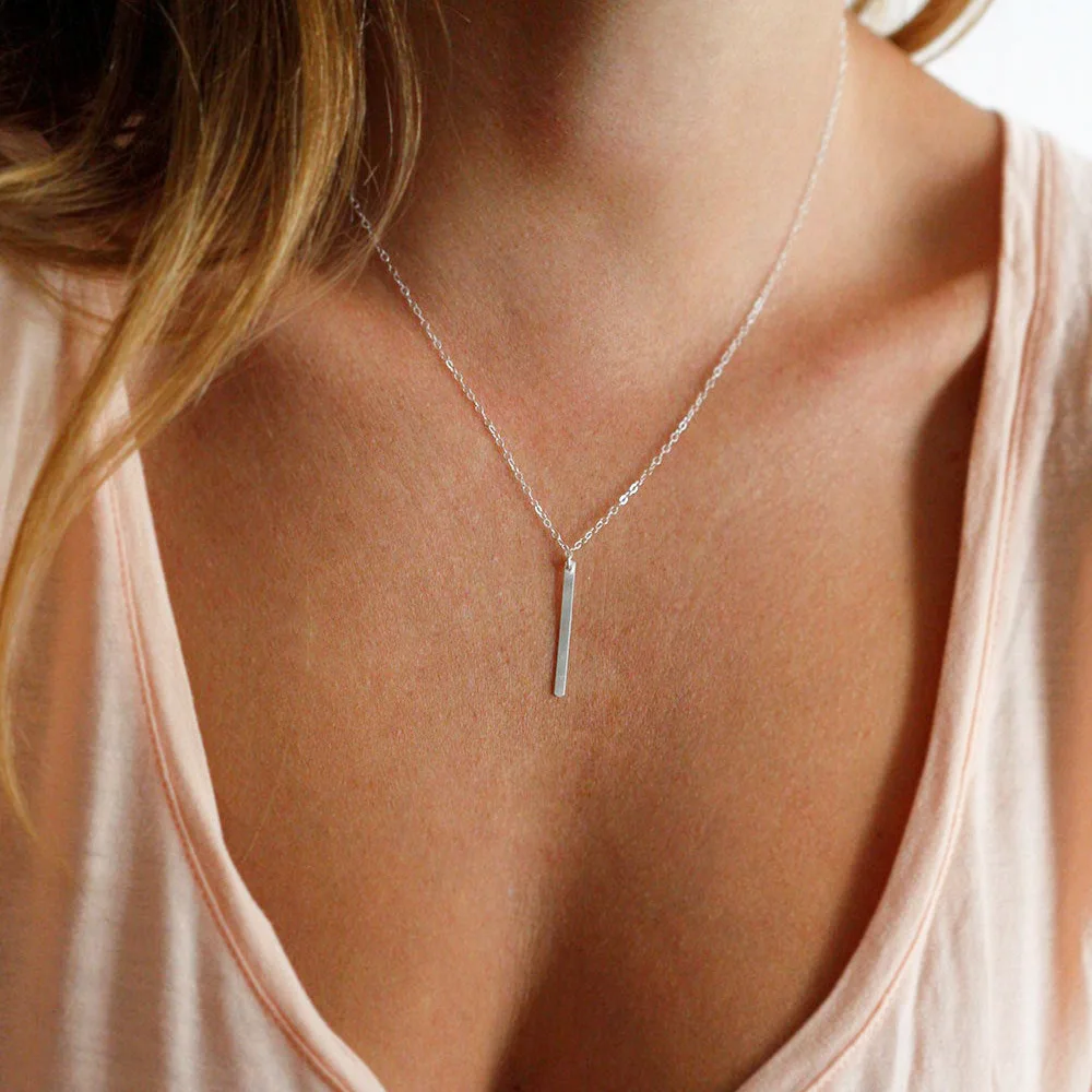 New Arrivals Stainless Steel Y-shaped Vertical T Bar Stick Necklace Clavicle Chain Double Fair Simple Y Style Chain Jewelry 2024