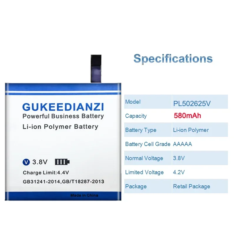 Batteria GUKEEDIANZI ad alta capacità 310mAh/850mAh per huami Amazfit Gts 2 2E 3 Pro/4 mini/EVE L0943A GTR 42MM 47mm Gts2 Gts3 Pro