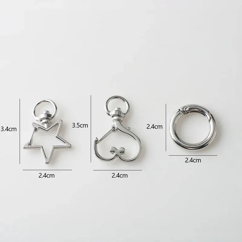 6 Pcs Star Heart Snap Hook Trigger Clips Buckles Lobster Clasps Clips Key Ring for DIY Keychain Lanyard Jewelry Making Accessory
