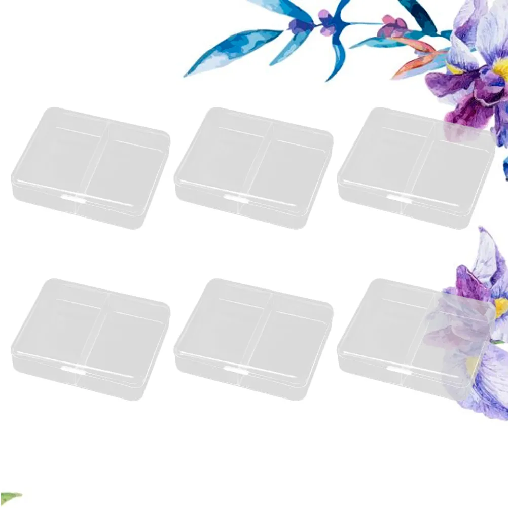 

6Pcs Transparent Plastic Box Clear Storage Container Case Set for School Office Home Organization Small Items Holder Lightweight