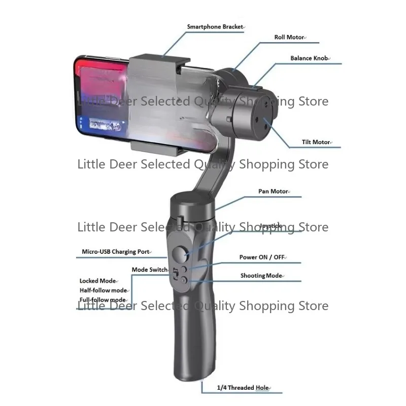 

Custom H4 3 Axis Smartphone Gimbal Stabilizer for Phone