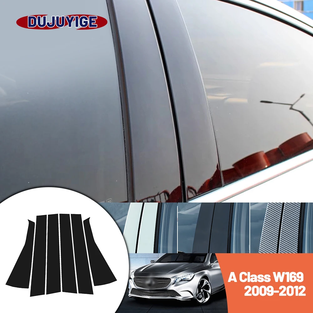 

Bright black carbon fiber door and window B C Pillar sticker suitable For Mercedes Benz A Class W169 2009-2012 2010 2011