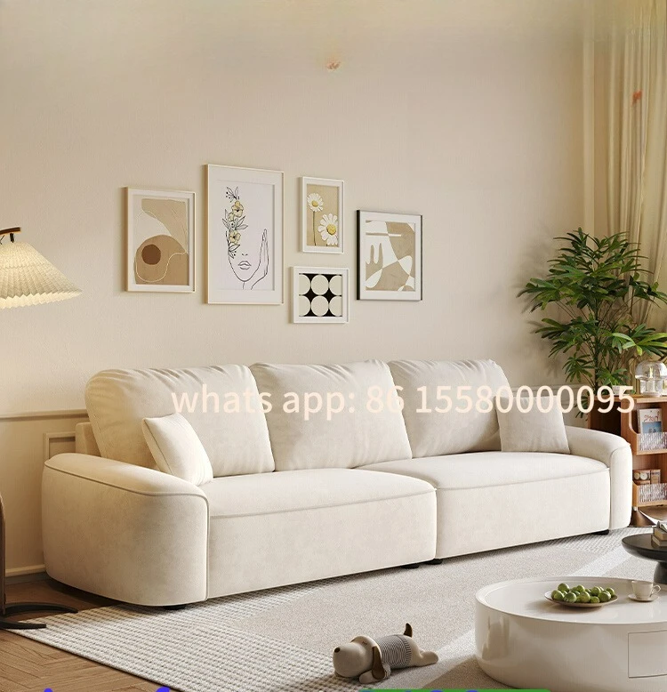 

Customizable Cream Wind Premium Fleece Fabric Sofa Simple