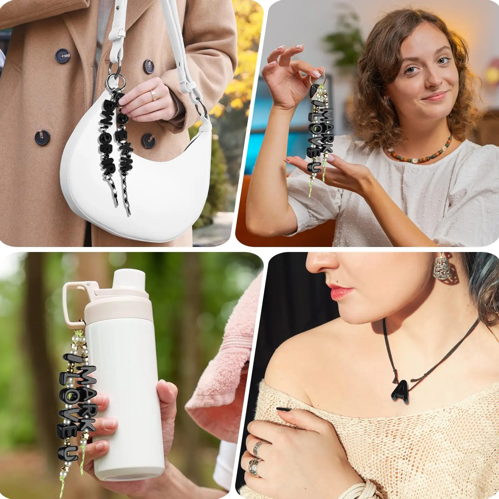 Buchstaben A-Z Perlen mit großem Loch, Buchstabenanhänger für Schmuckherstellung, Taschenanhänger, Schlüsselanhänger, Alphabetperlen für Armbänder – Detail 5