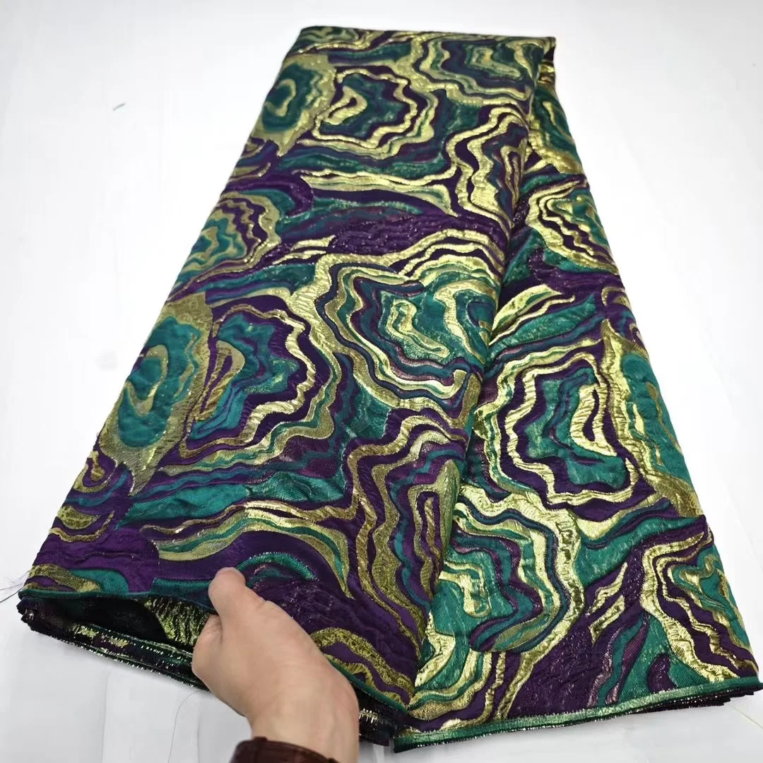 

Африканская парча, жаккардовая кружевная ткань, высокое качество, 5 ярдов, сетчатая кружевная ткань, французская позолоченная кружевная ткань для свадебного платья AH6182