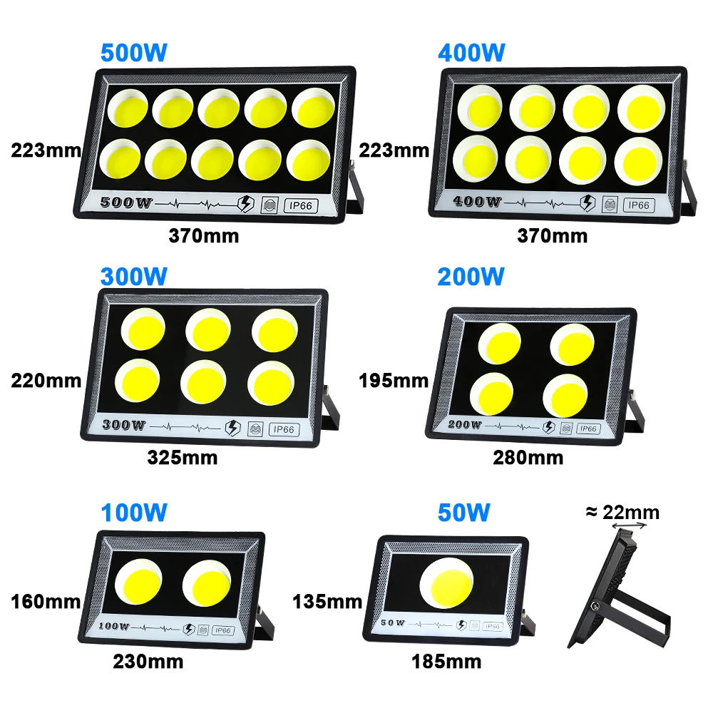 LED Flood Light 50W 100W 200W 300W 500W IP65 Waterproof Outdoor Garden Projector Lighting Spotlight Street Lamp LED FloodLight