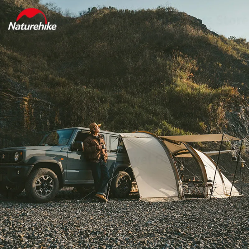 Naturehike 3-4 أشخاص خيمة نفق مساحة كبيرة غير نافذ للمطر مقاوم للماء واقي مزدوج من الشمس للتخييم على السيارة والذيل والسفر في الهواء الطلق