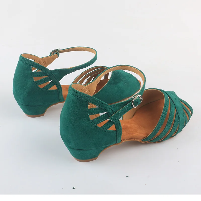 Wedopus الزيتون فو الجلد المدبوغ أحذية الرقص كعب منخفض الجلد المدبوغ وحيد سانشا قاعة الرقص امرأة الصنادل 3 سنتيمتر كعب مربع