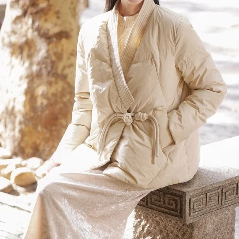 春オーバーサイズダックダウンコート女性ヴィンテージジャケット秋のファッションカジュアルパーカー