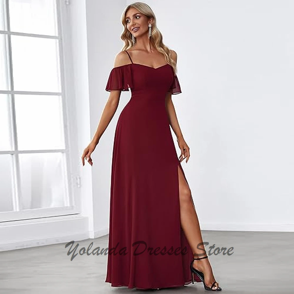 

Customized Spaghetti Straps Mother of The Bride Dresses Side Slit Formal Evening Gown Zipper Back Wedding Guest Dress A Line
