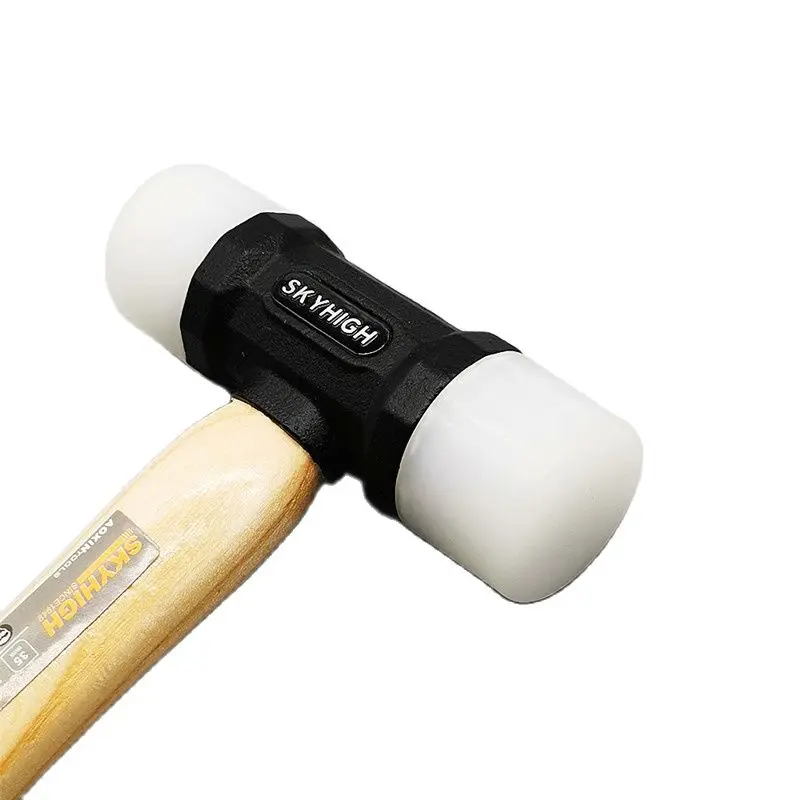 32mm / 35mm Nylon Hammer Leathercraft Carving Hammer with White Wax Wood Handle DIY Leather Installation Hammer Repairing Tools