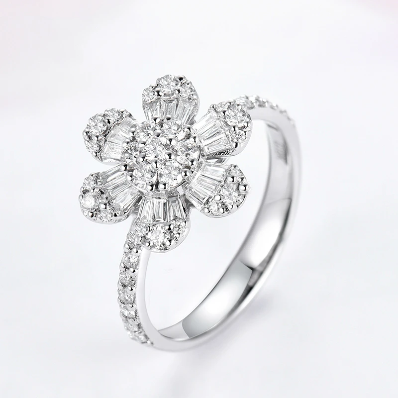 

Sunstar Manufacturer Bling 18k Gold 0.65ct Diamond Anniversary Small Daisy Ring for Lady