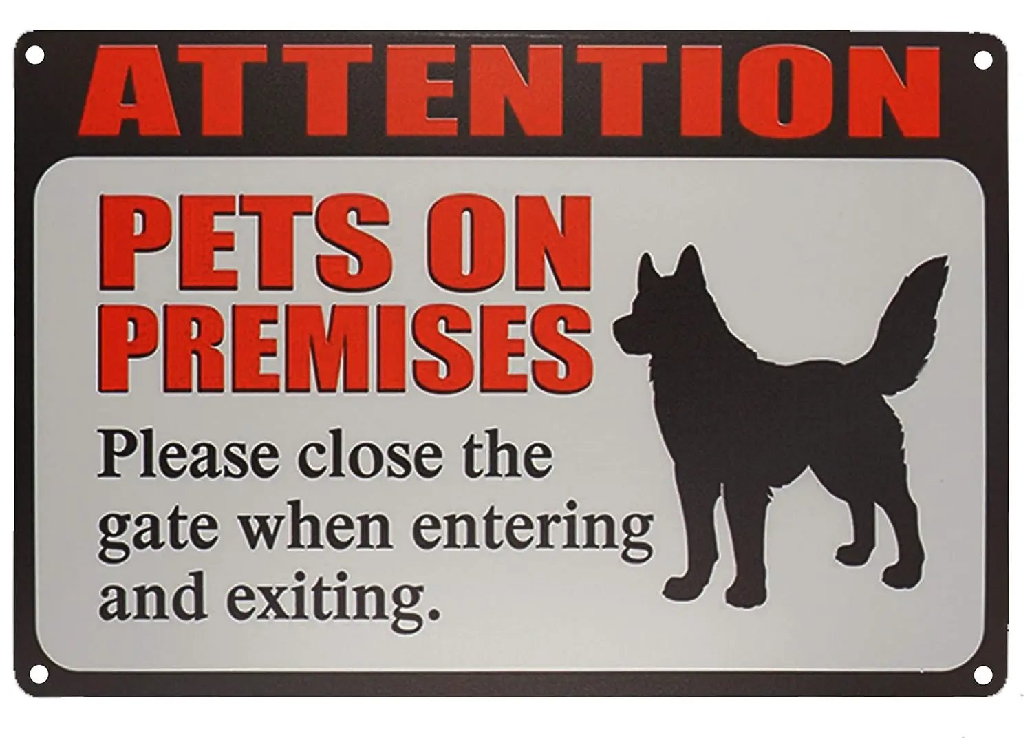 Monifith Attention Pets on Premises Please Close Gate When Entering and Exiting Metal Tin Sign Posters for Home Inch-Aluminum