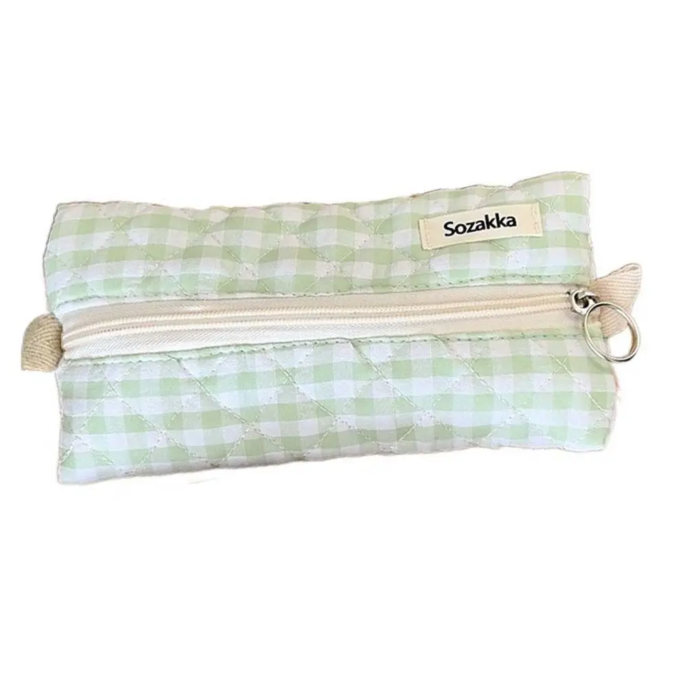 

Large Capacity Plaid Pen Bag Korean Style Makeup Brush Pouch Sewing Pencil Case Durable Cute Stationery Storage Bag Gift
