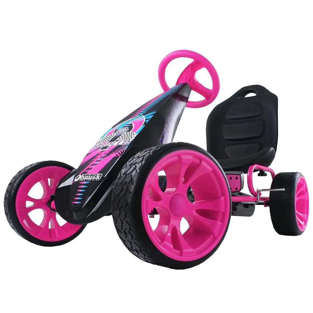 

Sirocco Racing Clutch Free Go Kart with Low Profile Rubber Tires, Pink