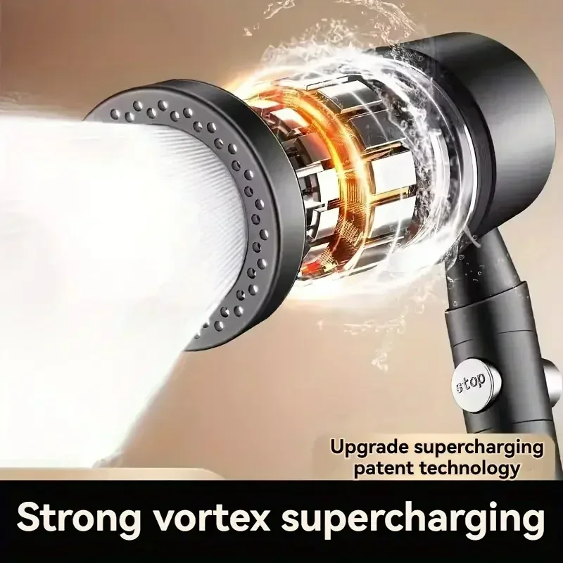 

New High Pressure 5 Modes Handheld Shower Head Water Saving Filter Shower Head One Button Stop Bathroom Accessories Set