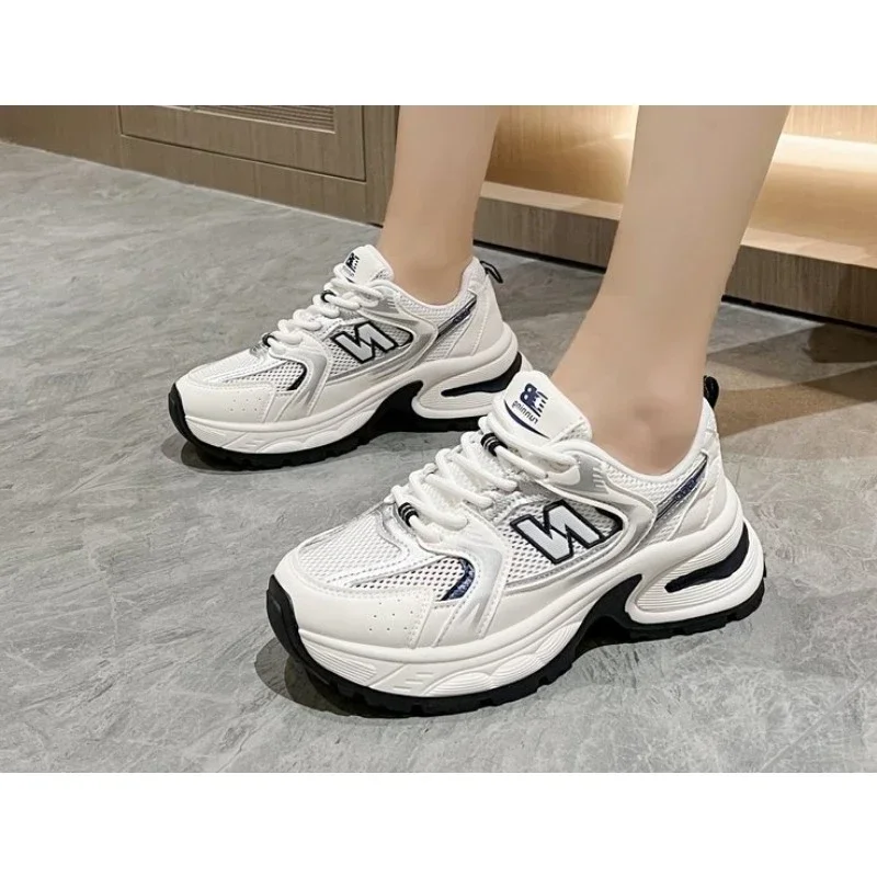 2024 New Women\'s Luxury Thick Sole Sneakers Fashion Sneakers Women\'s Mesh Breathable Thick Sole Tennis Vulcanized Shoes