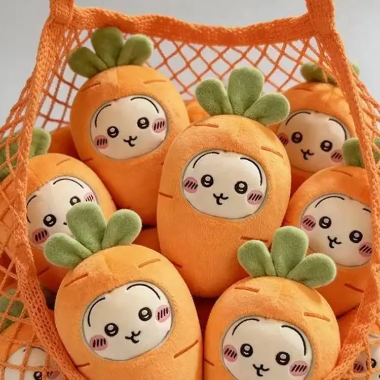 Cute Carrot Shape Plush Zipper Pouch Bag Pendant Coin Key Earphone Storage Purse Girls Backpack Hanging Decor Gift