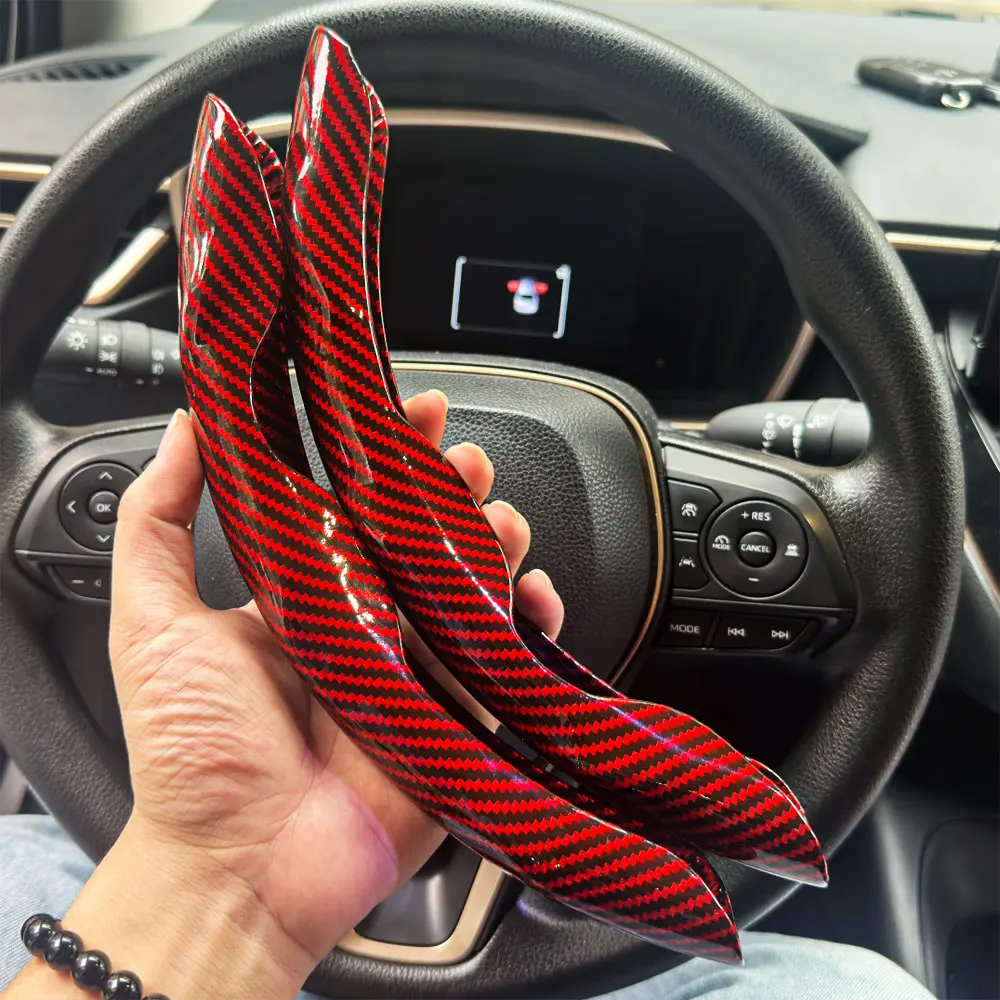 2PCS Laser Carbon Fiber Silicone Car Round Steering Wheel Cover Fiber Leather Wheel Booster Auto Cover Non-Slip Universal parts