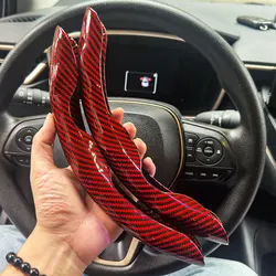 2PCS Laser Carbon Fiber Silicone Car Round Steering Wheel Cover Fiber Leather Wheel Booster Auto Cover Non-Slip Universal parts
