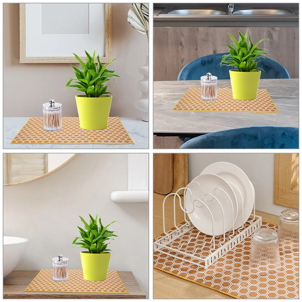 2Pcs Kitchen Countertop Dish Drying Mats Super Absorbent Microfiber Draining Pad Quick Dry Multipurpose Tableware Sink Mat