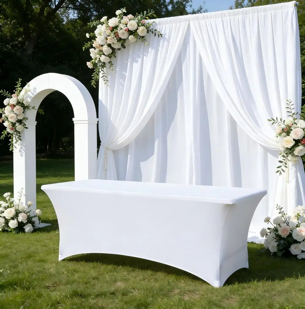 Retângulo Spandex Table Cover, Wedding Table Cloth, Hotel Banquet, Birthday Party, Show Meeting Room Decoration