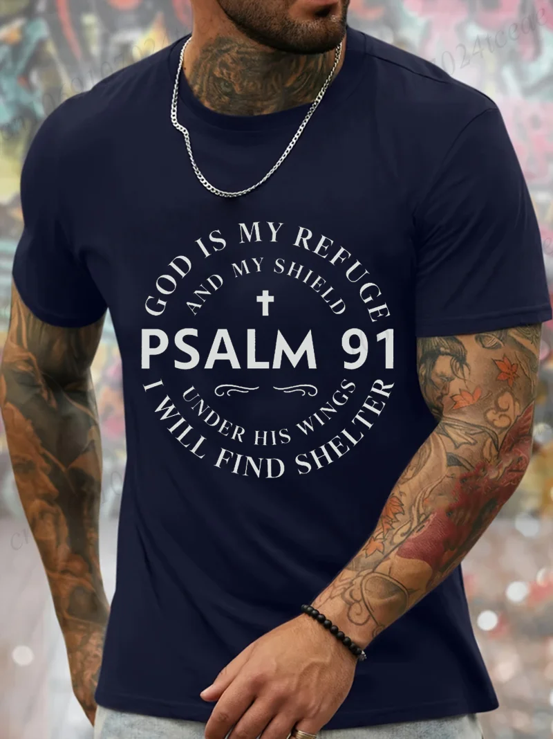 God Is My Refuge Graphic Printed T Shirts for Men Women Clothing  Bible Verse Man T Shirt Clothes Short Sleeve Tee T Shirt Homme
