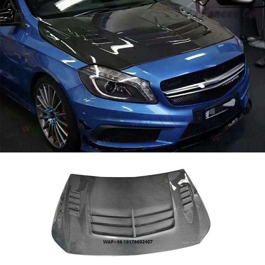 

V Style Carbon Fiber Engine Hood Bonnet forMercedes a Class Benz W177 W118 A35 A45 Sedan 2019-2023 Front Hood Cover Bodykit