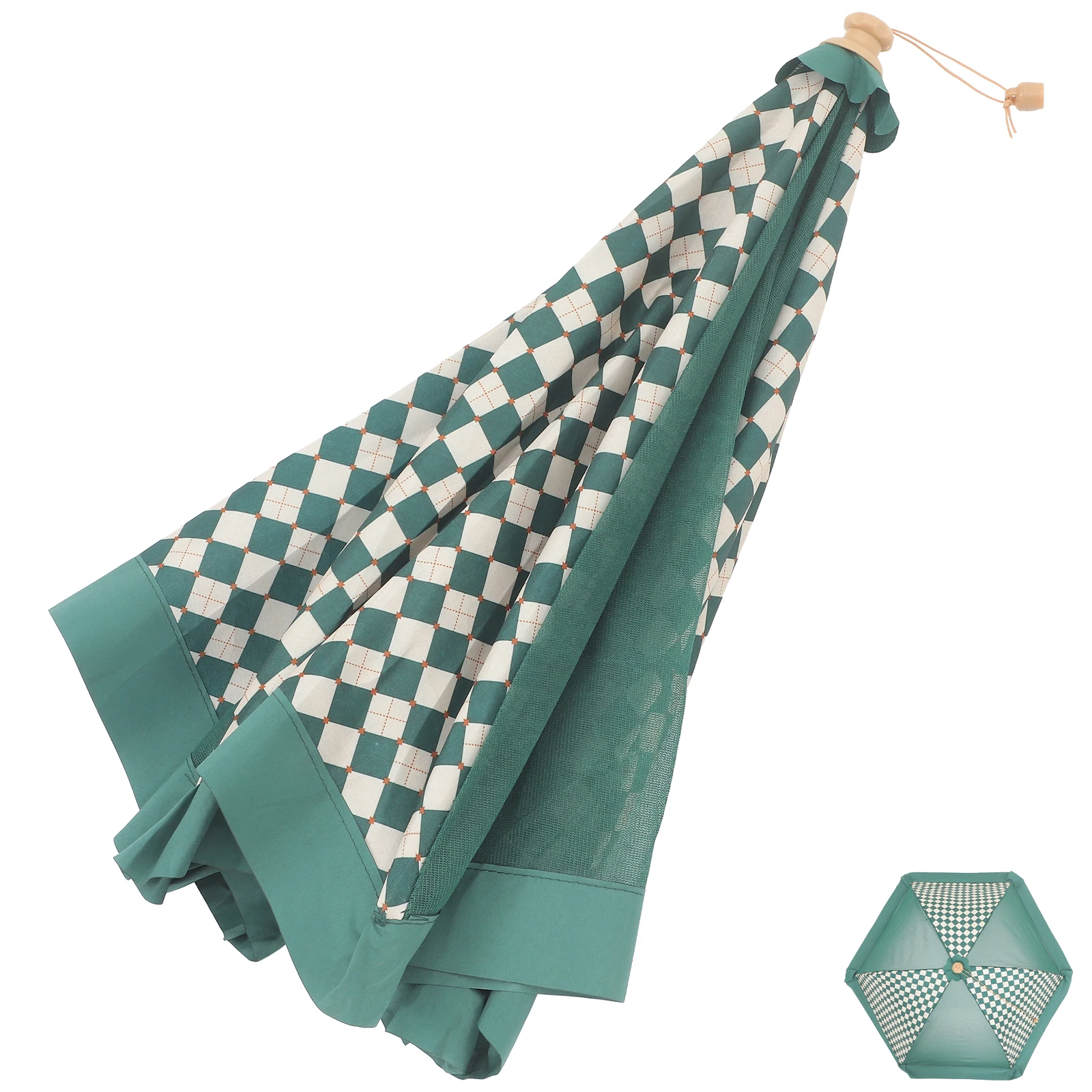 

Fly-proof Food Cover Net for Home Kitchen Camping Picnic 70CM Round Chessboard Green Foldable Mesh DomeReusable