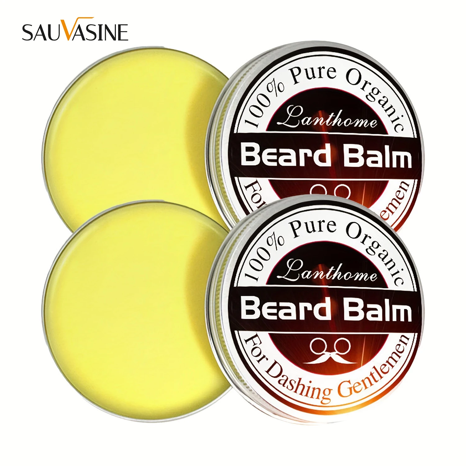 2PCS Natural Beard Balm Wax, Mustaches Cream for Men, Moisturizing Smoothing, Beard Styling Professional Care Cream Skin Care