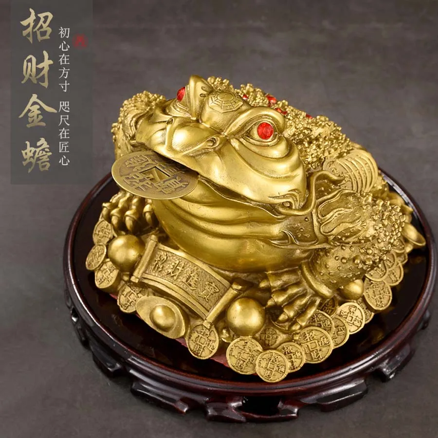 large HOME Company SHOP store Efficacious Money Drawing thriving business Lucky ZHAO CAI JIN CHAN FENG SHUI mascot copper statue