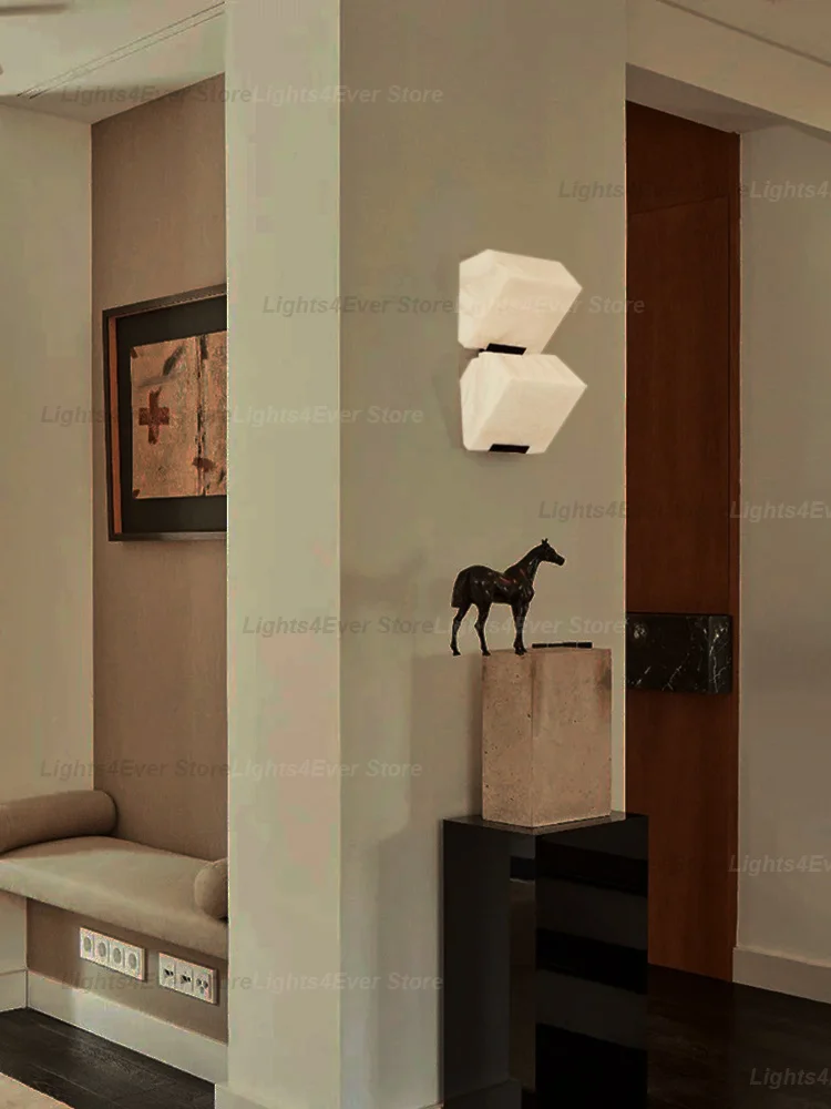 Italy Unique Texture Real Alabaster Wall Lamps Elegant Home-applicants LED Dimmable Lightings For Bathroom Bedroom reading light