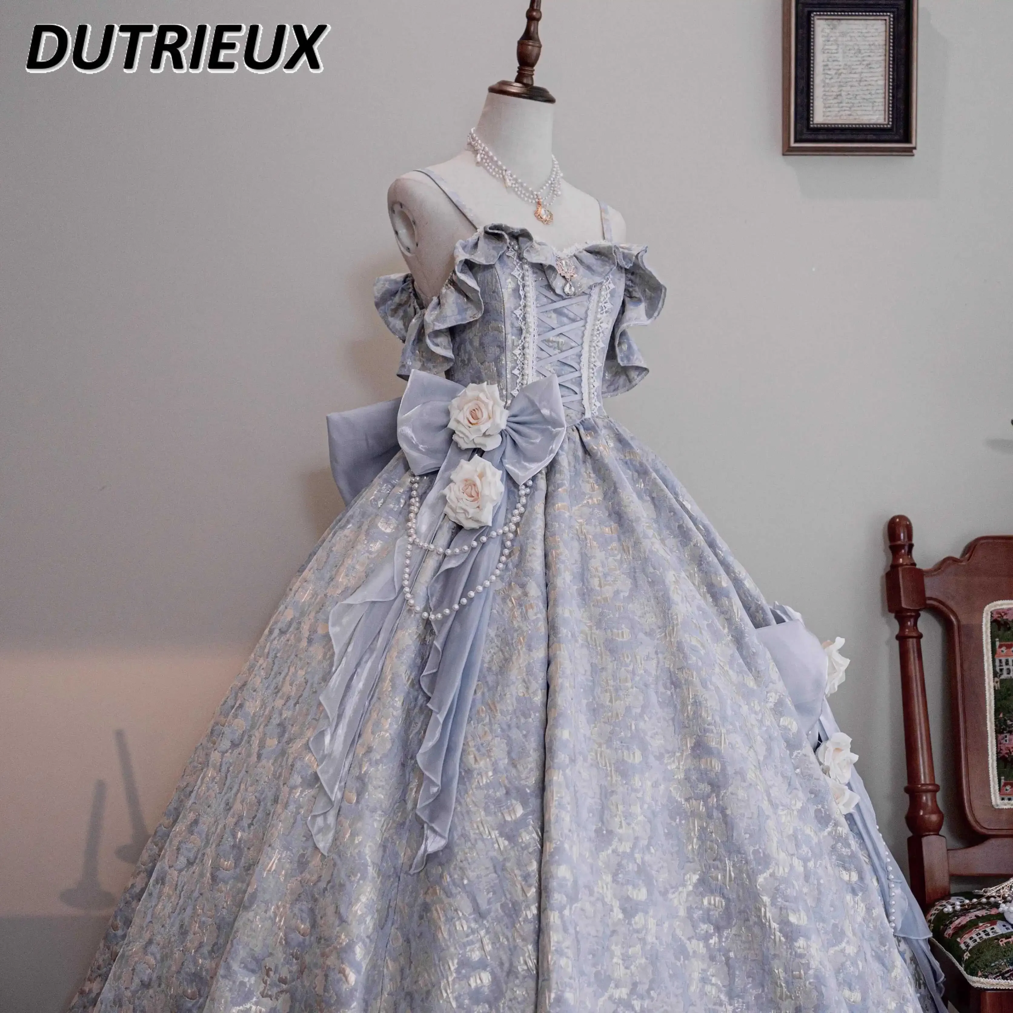 Robe de soirée Lolita avec fouet haut, robes de princesse taille haute, test de performance artistique, jarretelles en fibre, banquet d'anniversaire de luxe