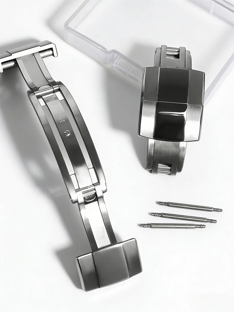 16/18mm 20mm 316L Stainless Steel Deployment Clasp For Daytona Brushed three Tone Watch Buckle Replacement Rubber silicone strap