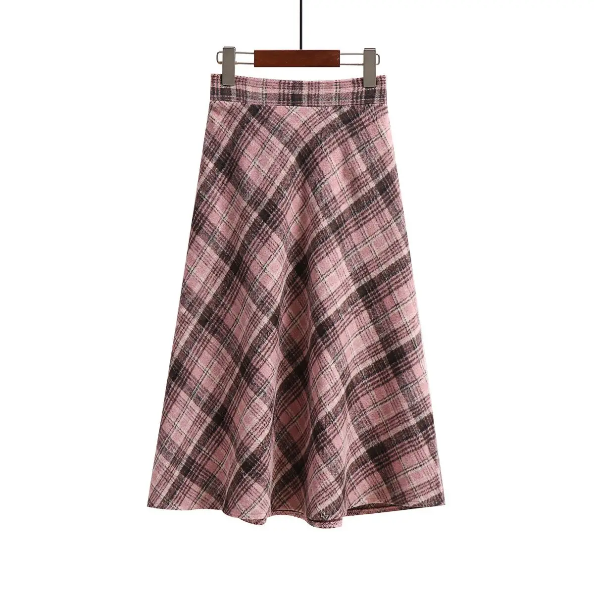 ผู้หญิงฤดูใบไม้ผลิฤดูใบไม้ร่วง Preppy สไตล์เสื้อถักเสื้อกั๊กกระโปรงลายสก๊อตชุด Lady หลวมเสื้อกันหนาวเสื้อสีชมพูชุดกระโปรง